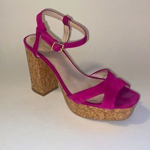 Shelley’s London fushia pink suede platform heels!